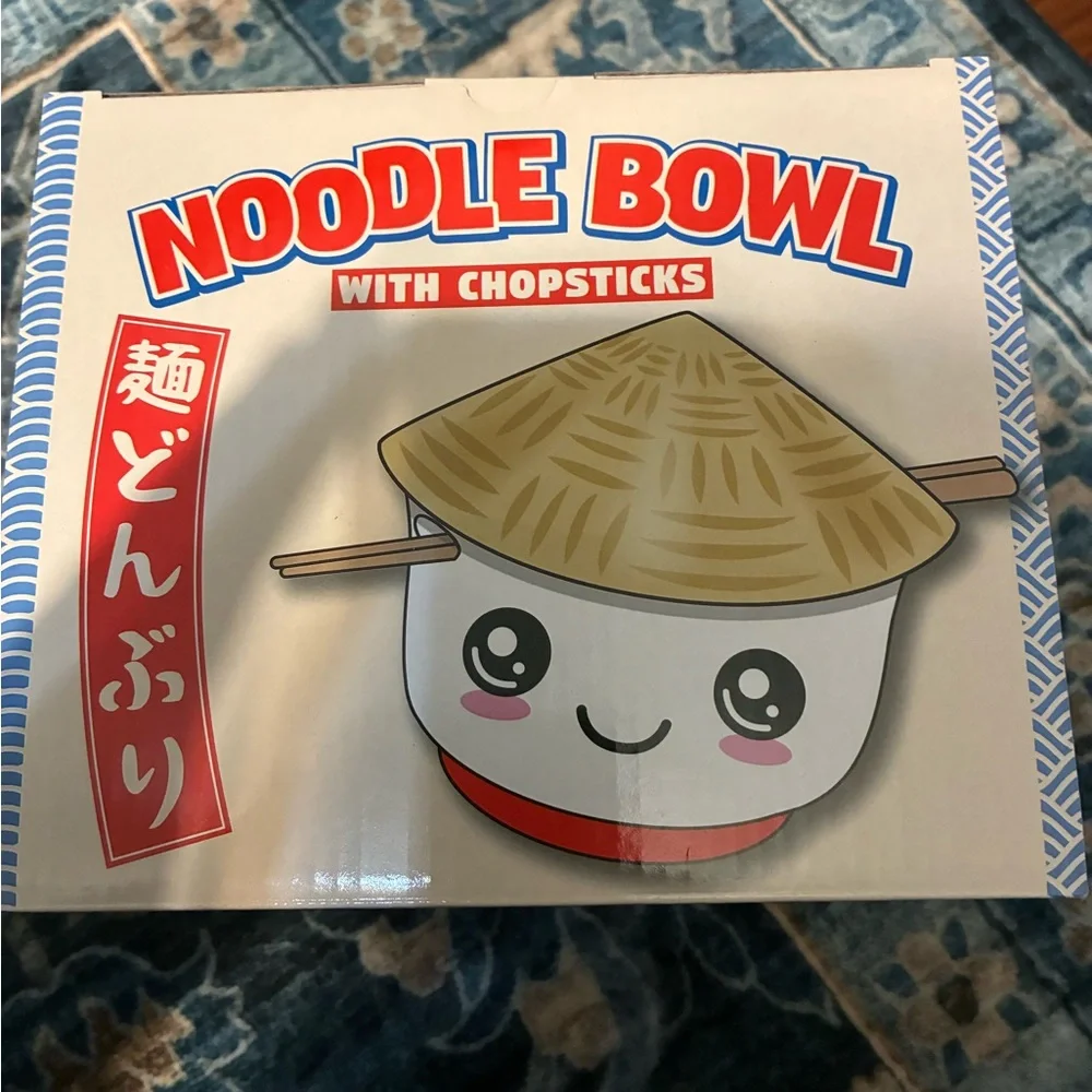 NIB Spencer's Noodle Bowl with Chopsticks - Red and White - Picture 3 of 4